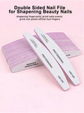 5pcs/Toothed Grey White Half-Moon Sanding File, Zebra Pattern Manicure & Nail Remover Polishing File, Comb-Shaped Double-Sided Nail File