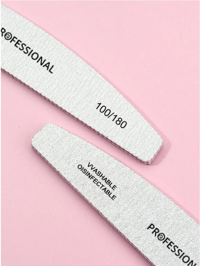 5pcs/Toothed Grey White Half-Moon Sanding File, Zebra Pattern Manicure & Nail Remover Polishing File, Comb-Shaped Double-Sided Nail File