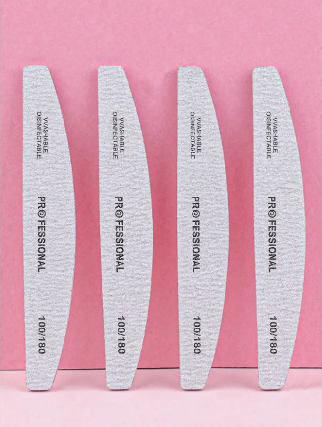 5pcs/Toothed Grey White Half-Moon Sanding File, Zebra Pattern Manicure & Nail Remover Polishing File, Comb-Shaped Double-Sided Nail File