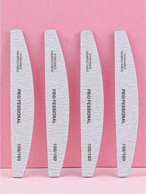 5pcs/Toothed Grey White Half-Moon Sanding File, Zebra Pattern Manicure & Nail Remover Polishing File, Comb-Shaped Double-Sided Nail File